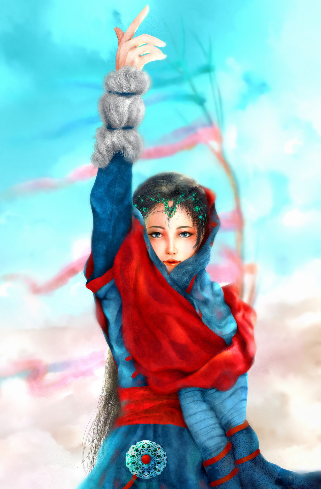 《东宫》的九公主小枫画好啦.还是觉得画个睁眼的好看.