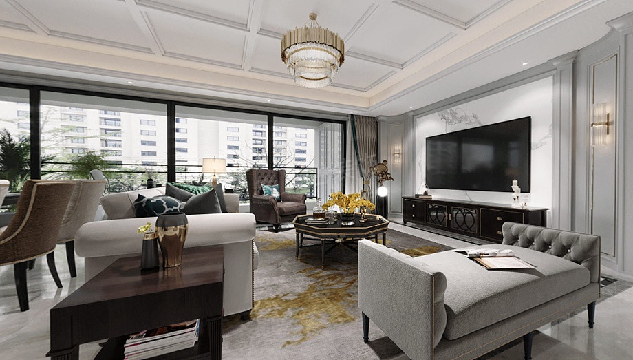 香港置地壹号半岛装修美式轻奢风设计效果图