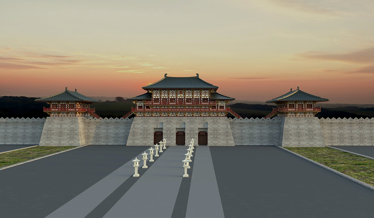 隋唐洛阳城端门三维建模(cinema 4d vray)