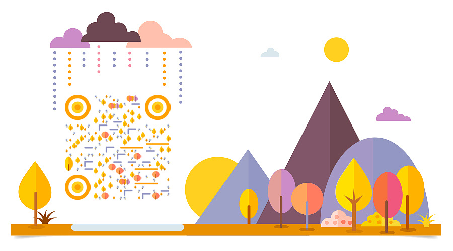 插画小清新风格艺术二维码模板设计