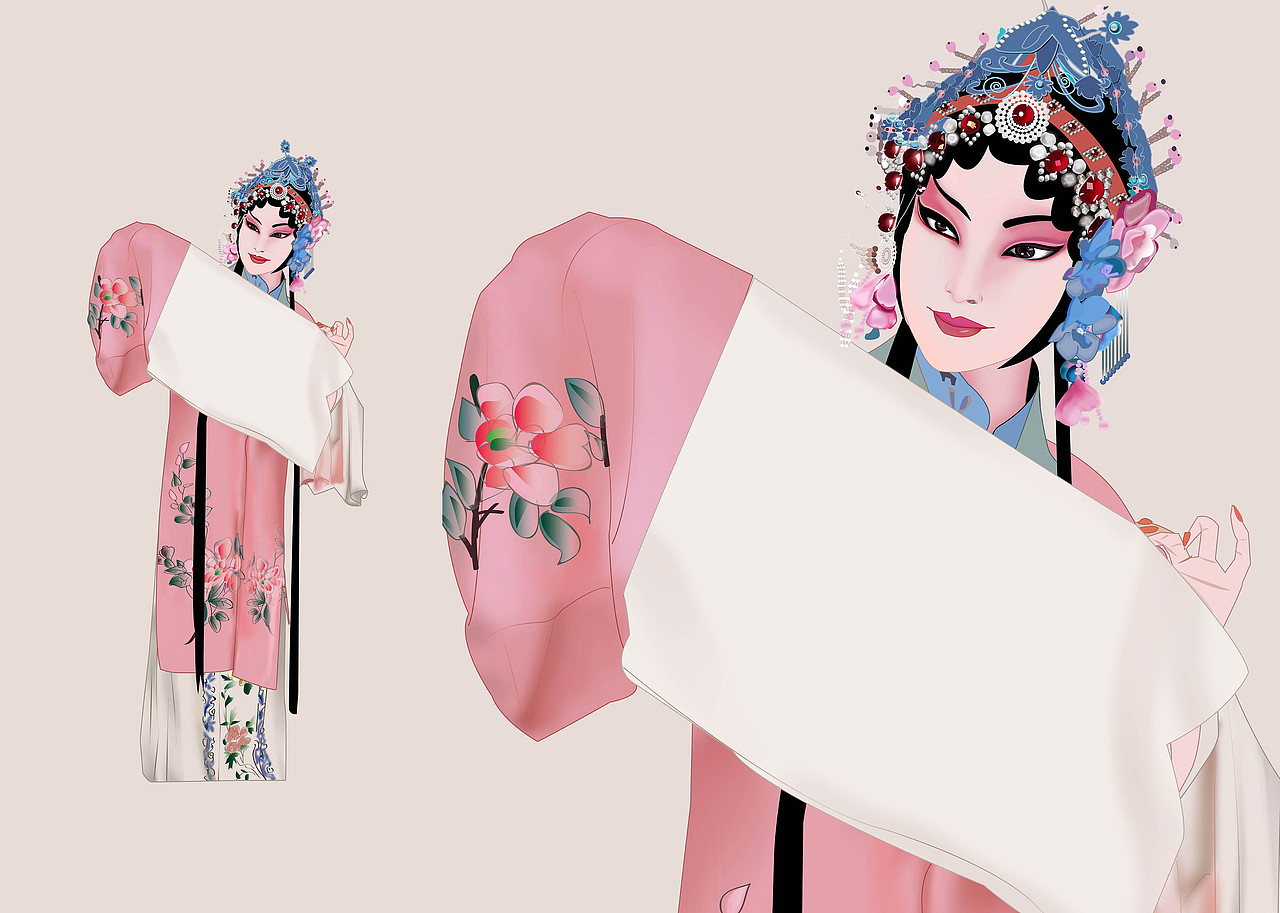 手绘虞美人插画壁纸古风插画梨花山水云古塔静寂意境古朴插画作品信息