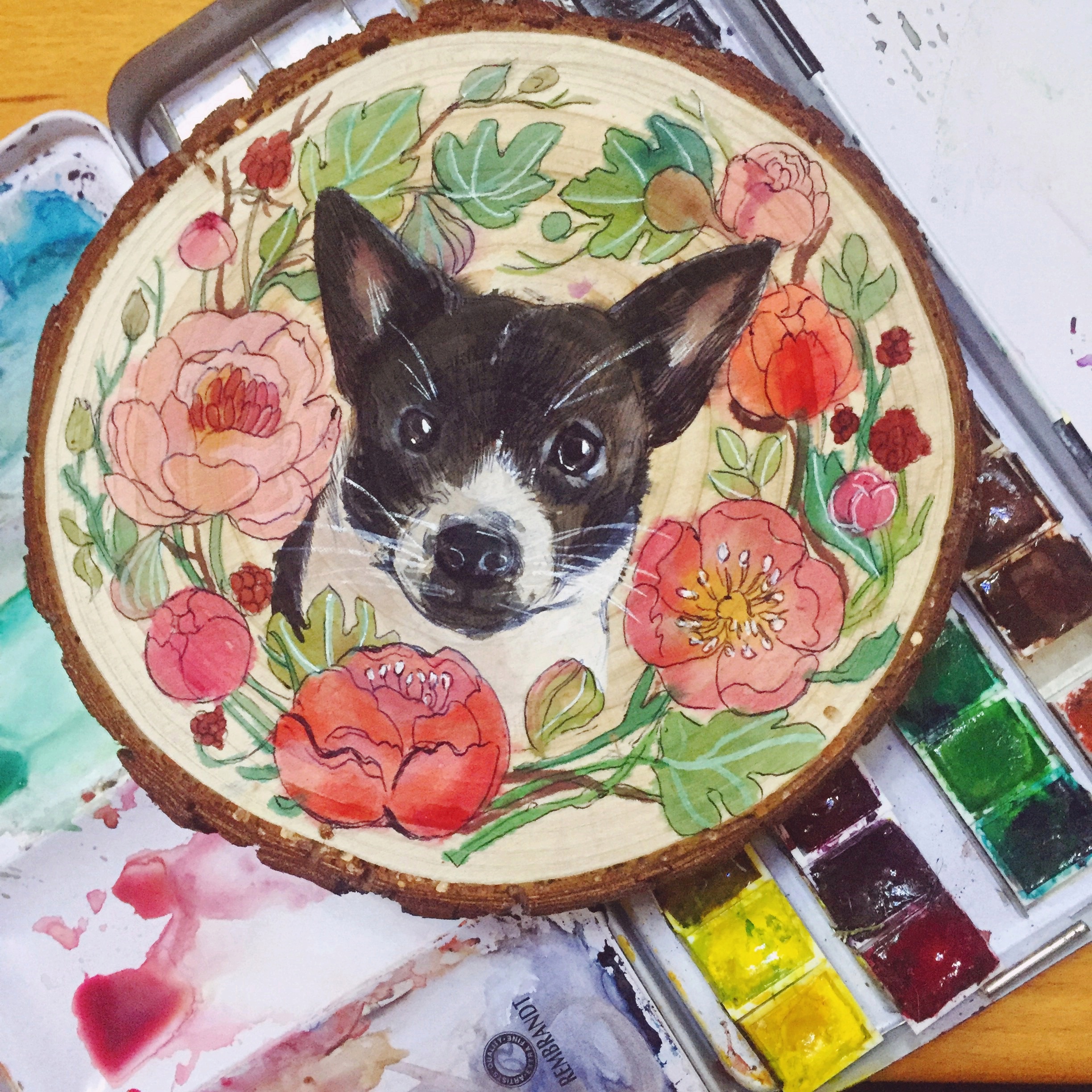 木桩画系列-中华田园犬-福妞儿