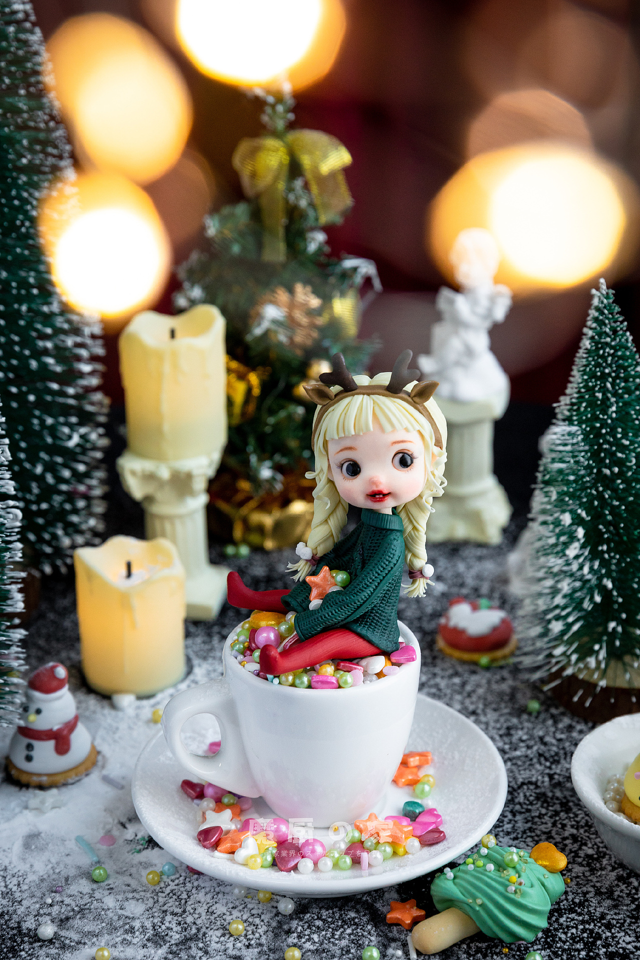 圣诞节翻糖蛋糕拍摄翻糖卡通人偶拍摄ob11娃娃拍摄