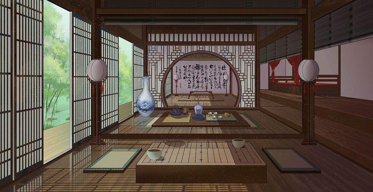 古风室内场景插画