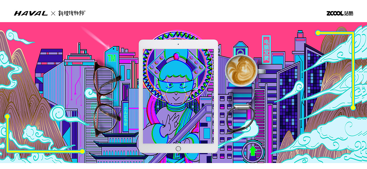 赛博朋克风格敦煌车贴（图ZMjg2Mzc2MDQw） - 图案 - 站酷设计师电脑发烫原创素材 - 站酷ZCOOL