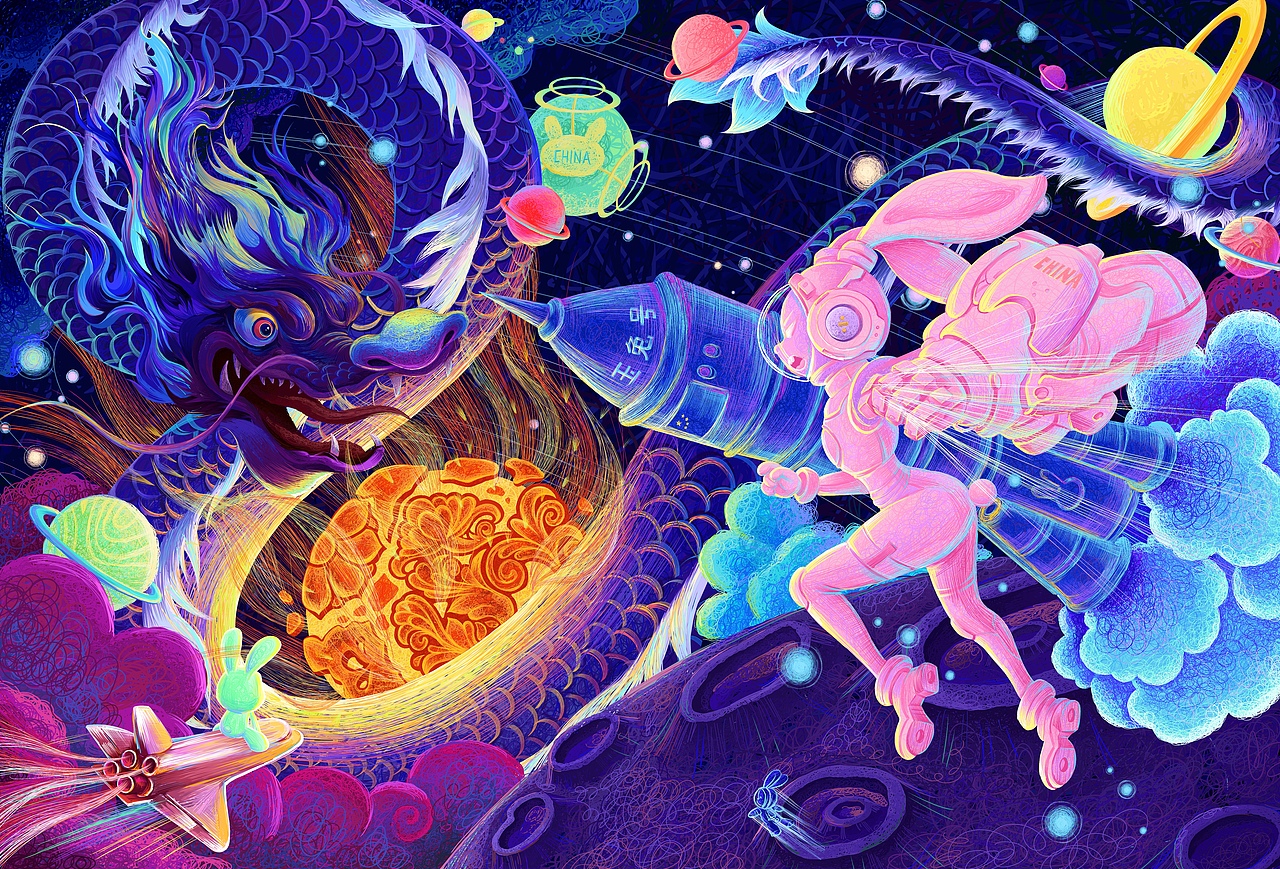 生肖有礼—宇宙兔（图ZMzAzNDg3Mjky） - 创作习作 - 站酷设计师MQo_0原创素材 - 站酷ZCOOL