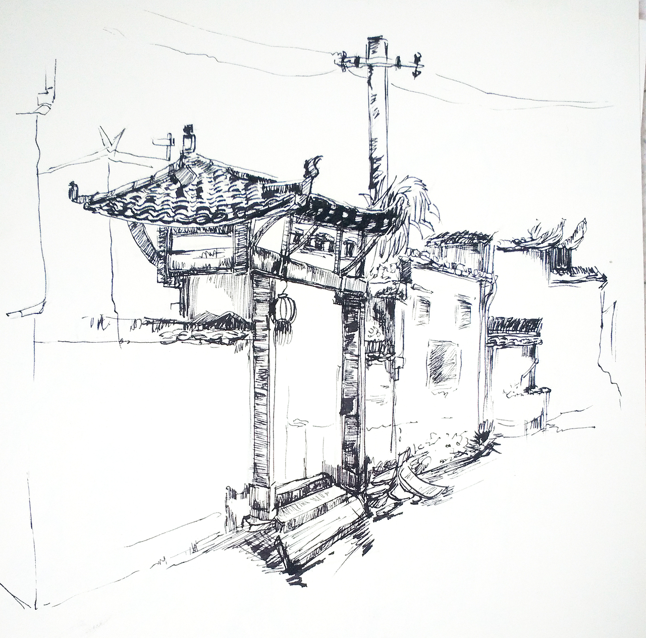 风景速写,建筑速写。