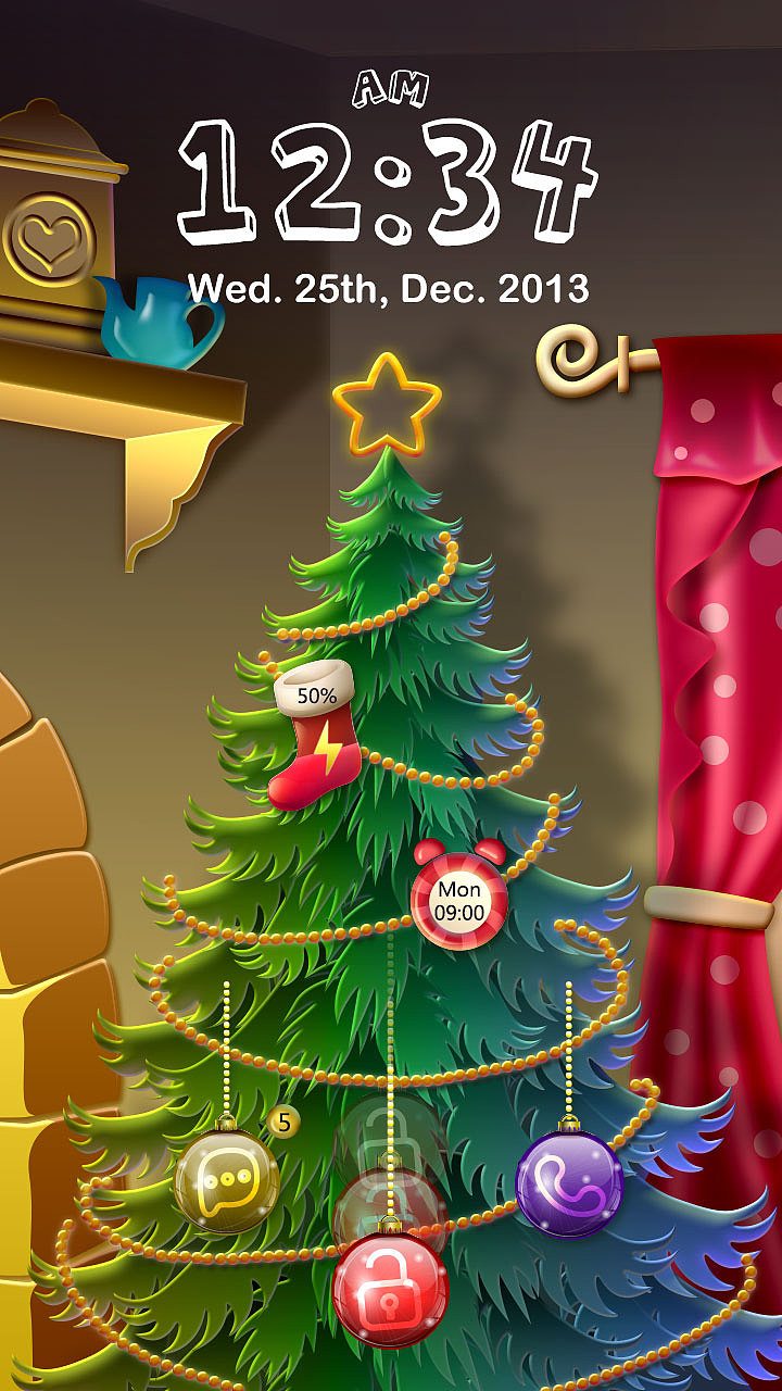 圣诞锁屏 / Xmas Tree（图ZMTI1MjkwMTI=） - 主题/皮肤 - 站酷设计师草米原创素材 - 站酷ZCOOL
