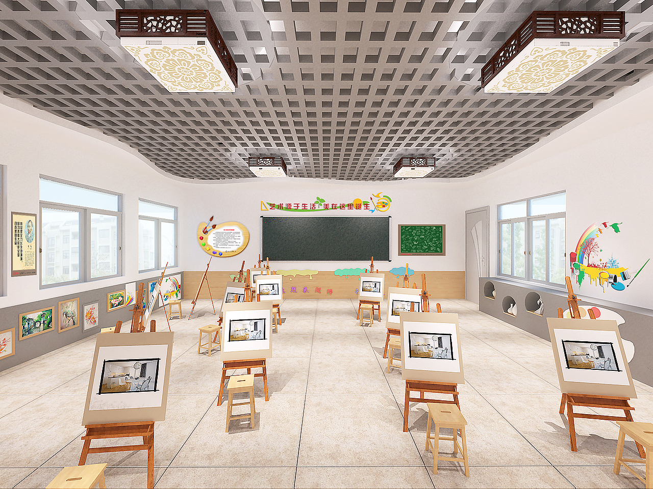 香实验学校办公室教室文化设计（图ZMjAyMjA4ODE2） - 其他三维 - 站酷设计师云迪vind原创素材 - 站酷ZCOOL