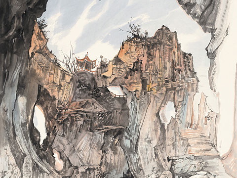 李统英山水画欣赏