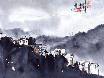 古风水墨山水画