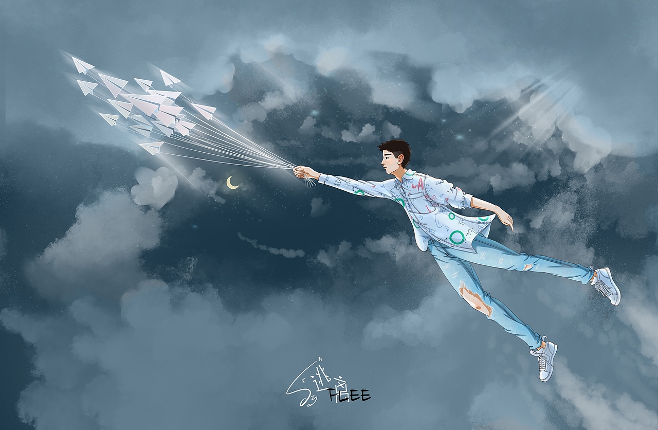 我们天上见-逃离（图ZMjM4NDM3NTAw） - 艺术插画 - 站酷设计师施施也原创素材 - 站酷ZCOOL