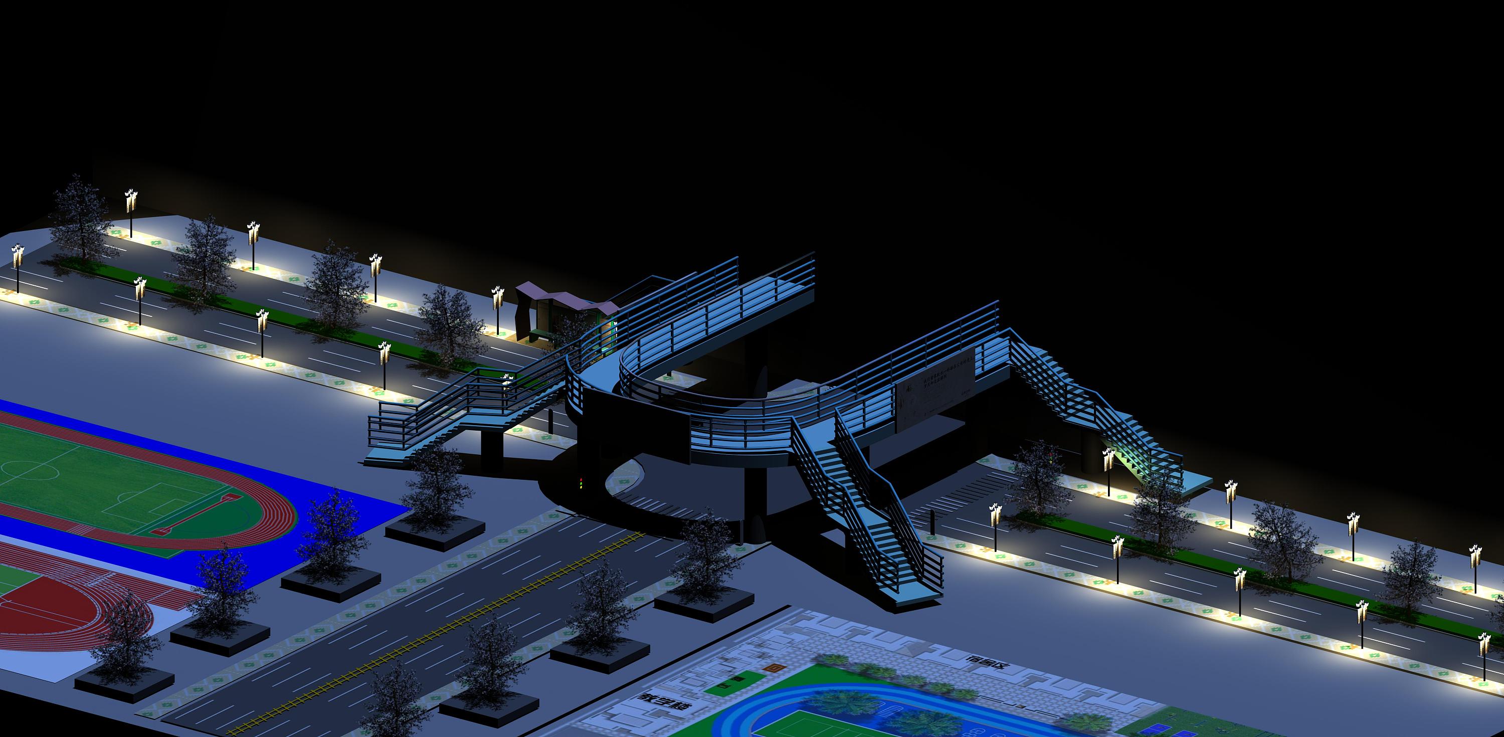 天桥夜景建模(3dmax)