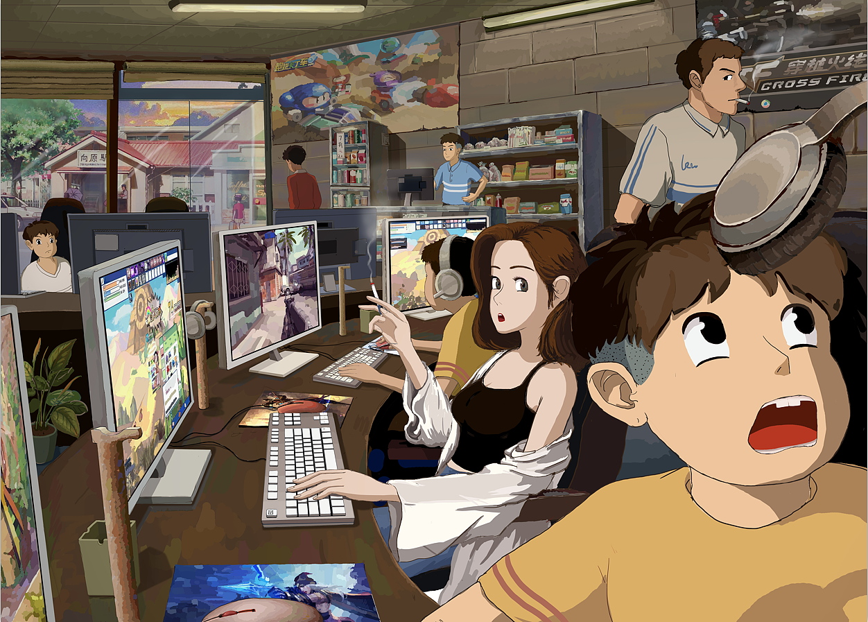 小时候去网吧被抓|插画|商业插画|雷娄煤_原创作品-站酷zcool