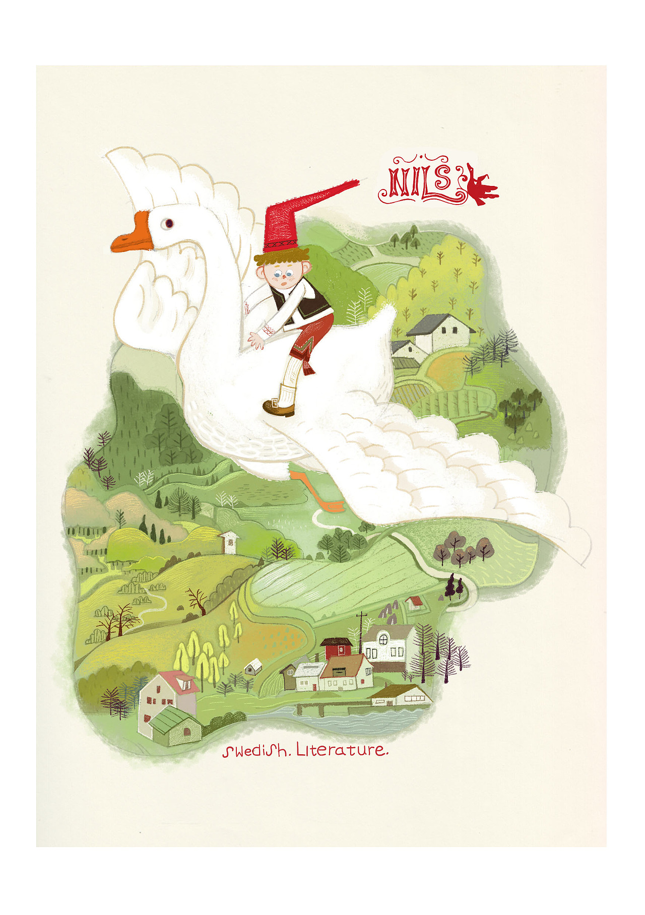 世界经典---尼尔斯骑鹅旅行记,封面