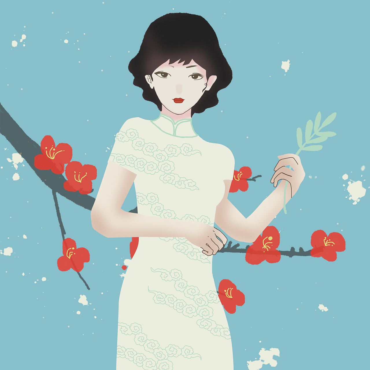 民国风人物插画素材|插画|商业插画|海月儿儿 - 原创作品 - 站酷