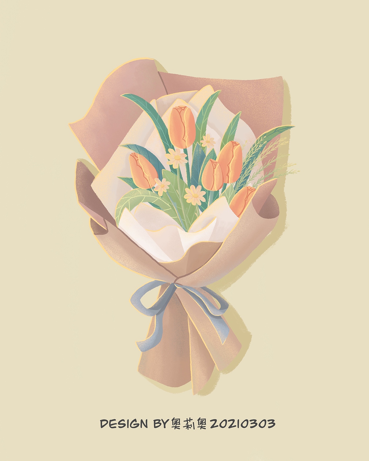 植物插画,扁平插画