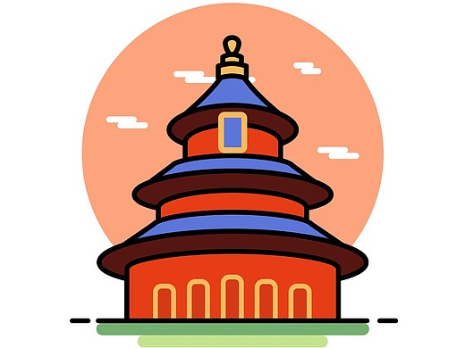 mbe风格建筑插画-天坛