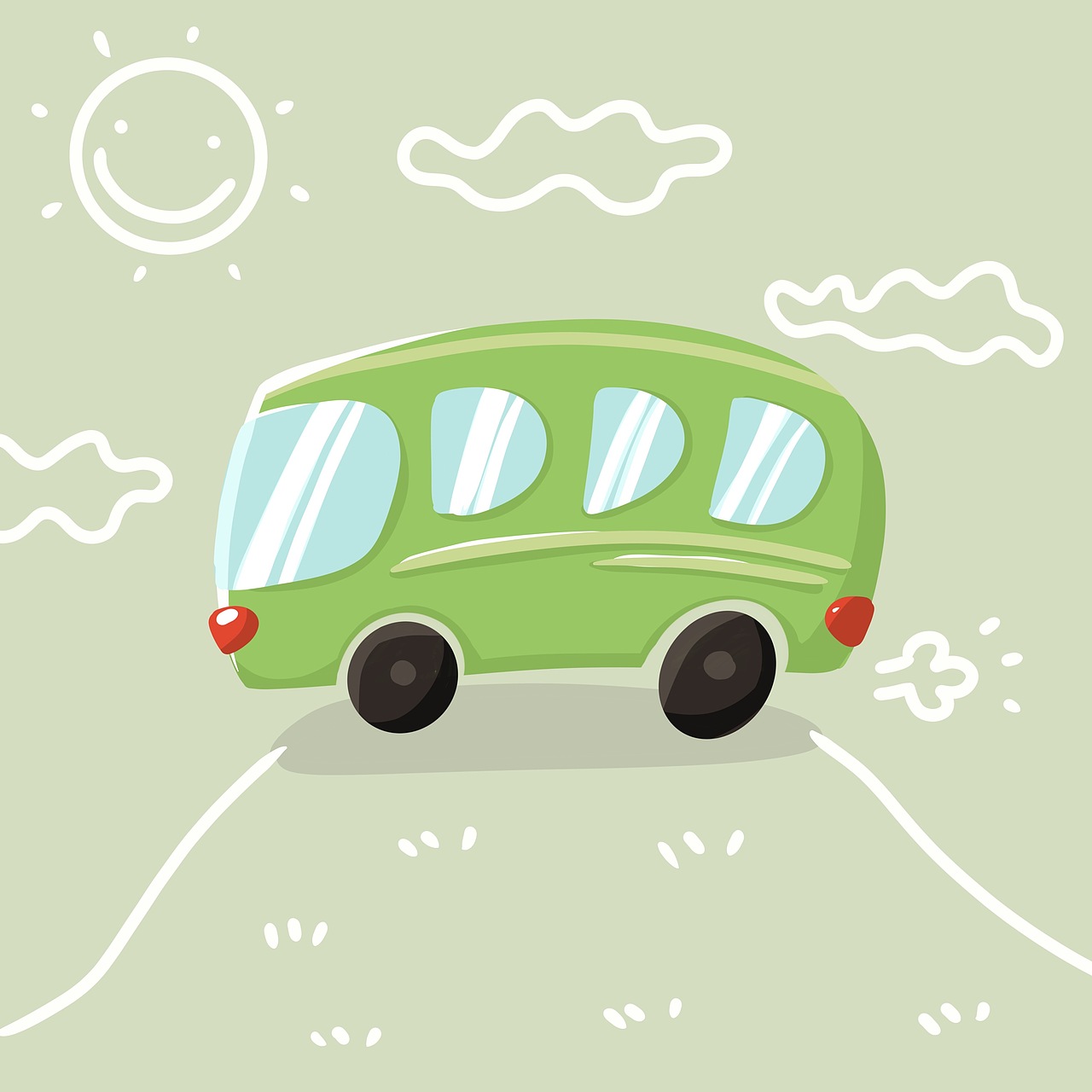 小汽车交通工具卡通插画