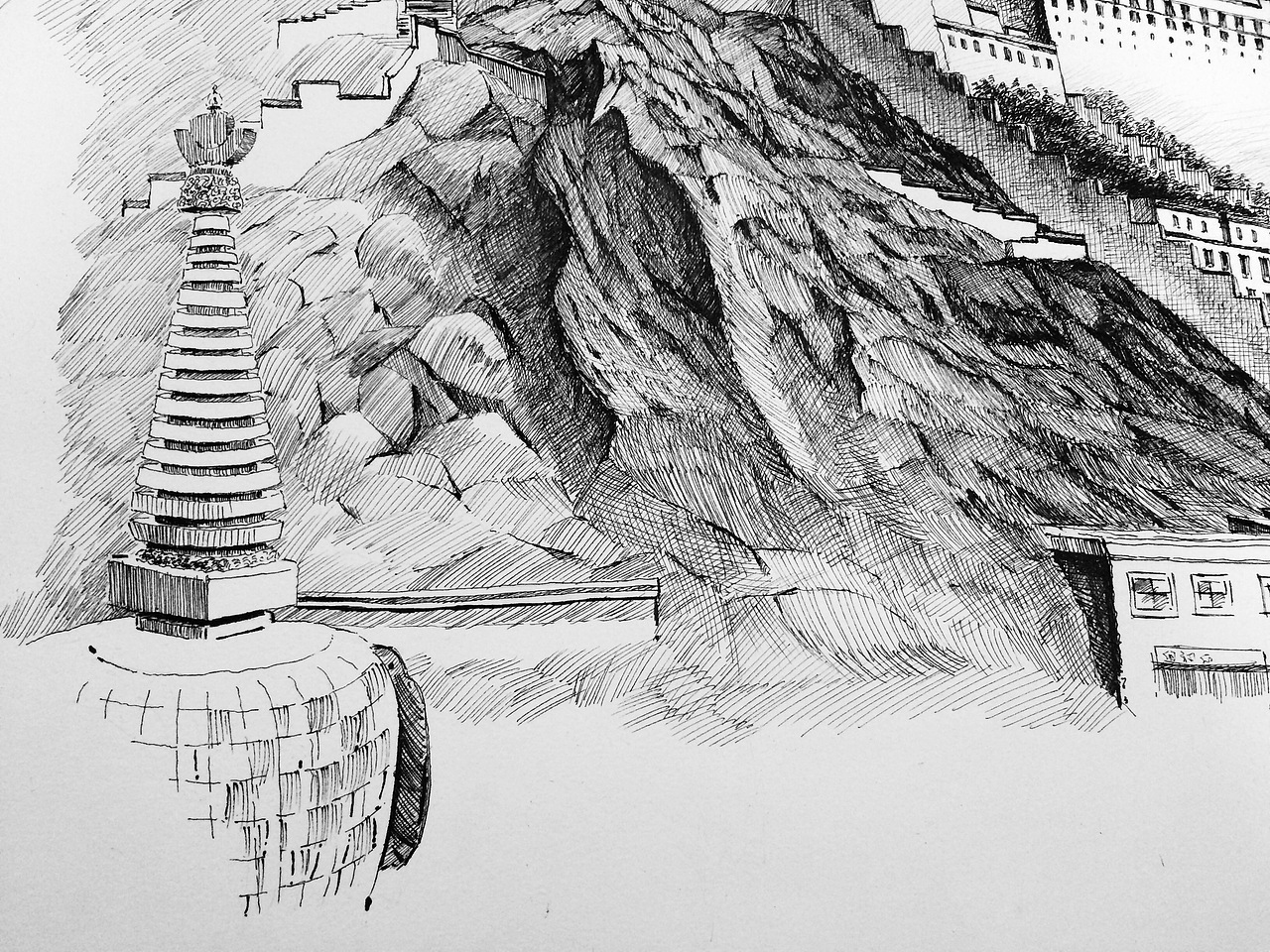 布达拉宫钢笔画系列（图ZODcxMDc0NzI=） - 绘画 - 站酷设计师loong_原创素材 - 站酷ZCOOL