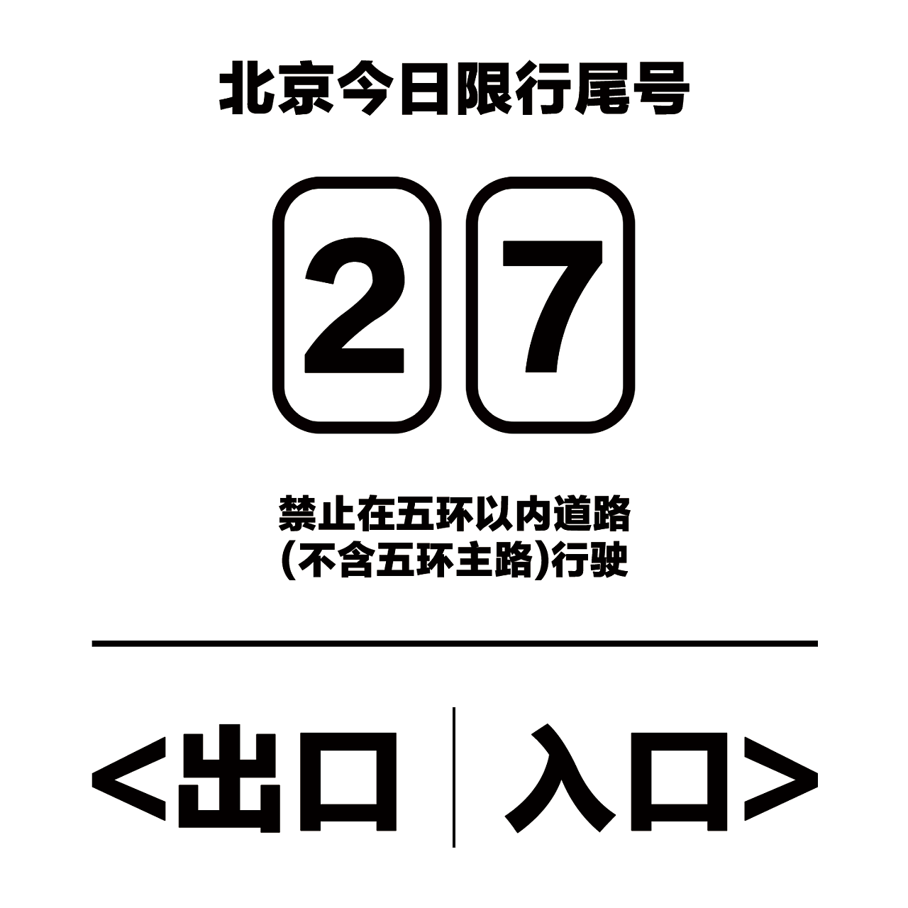 2016年,～北京限行尾号[小区物业指示牌]