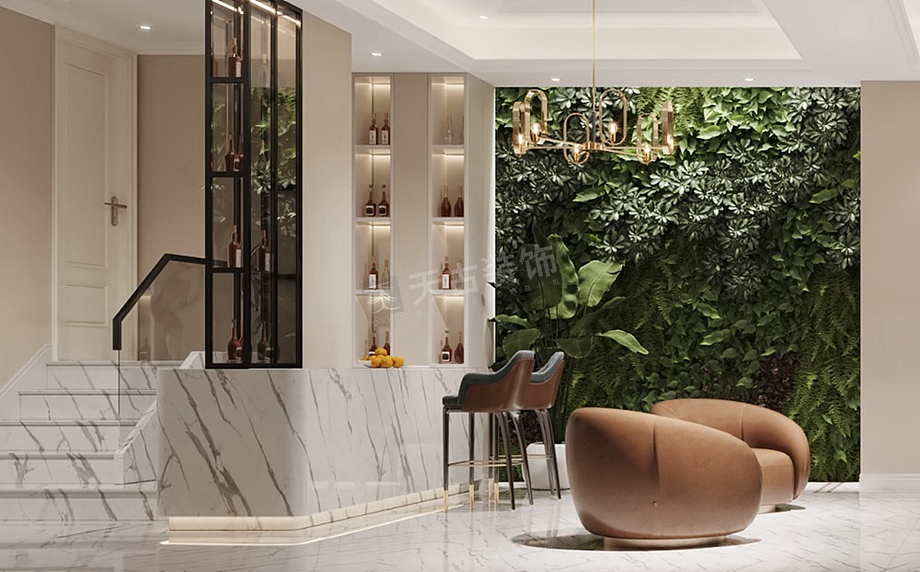 金辉城江城著装修案例,美式轻奢风联排别墅设计图