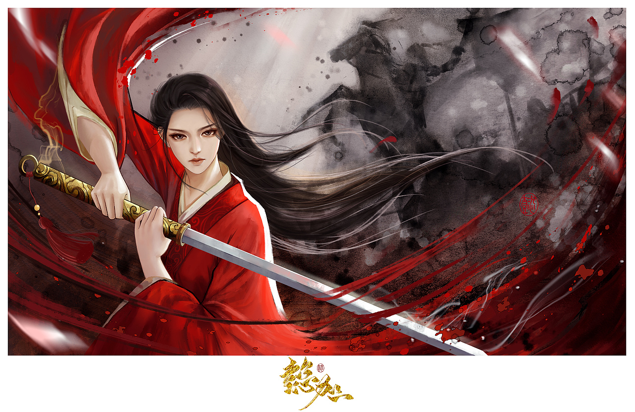 原创作品插画艺术插画花木兰古风同人古风壁纸懿加一妃梦97懿加一市井