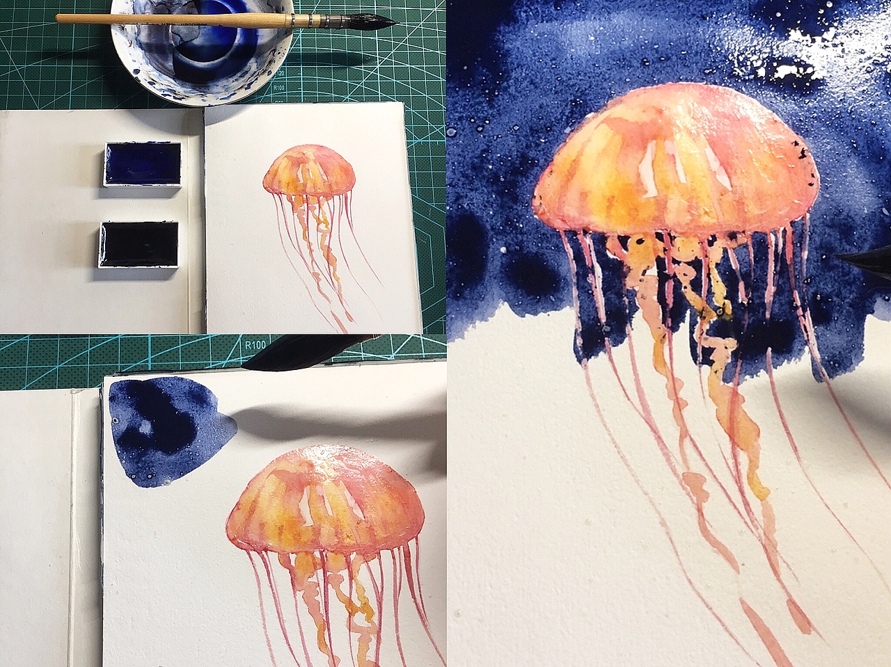 【水彩过程】水母君（图ZMTIyMjgxNTk2） - 创作习作 - 站酷设计师DKKKK原创素材 - 站酷ZCOOL