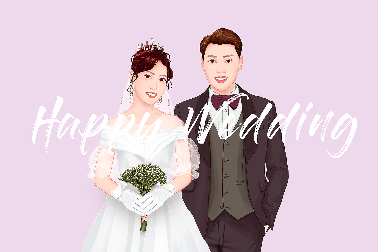 婚礼插画（图ZMjQwNTk2Mjc2） - 商业插画 - 站酷设计师Leon24原创素材 - 站酷ZCOOL