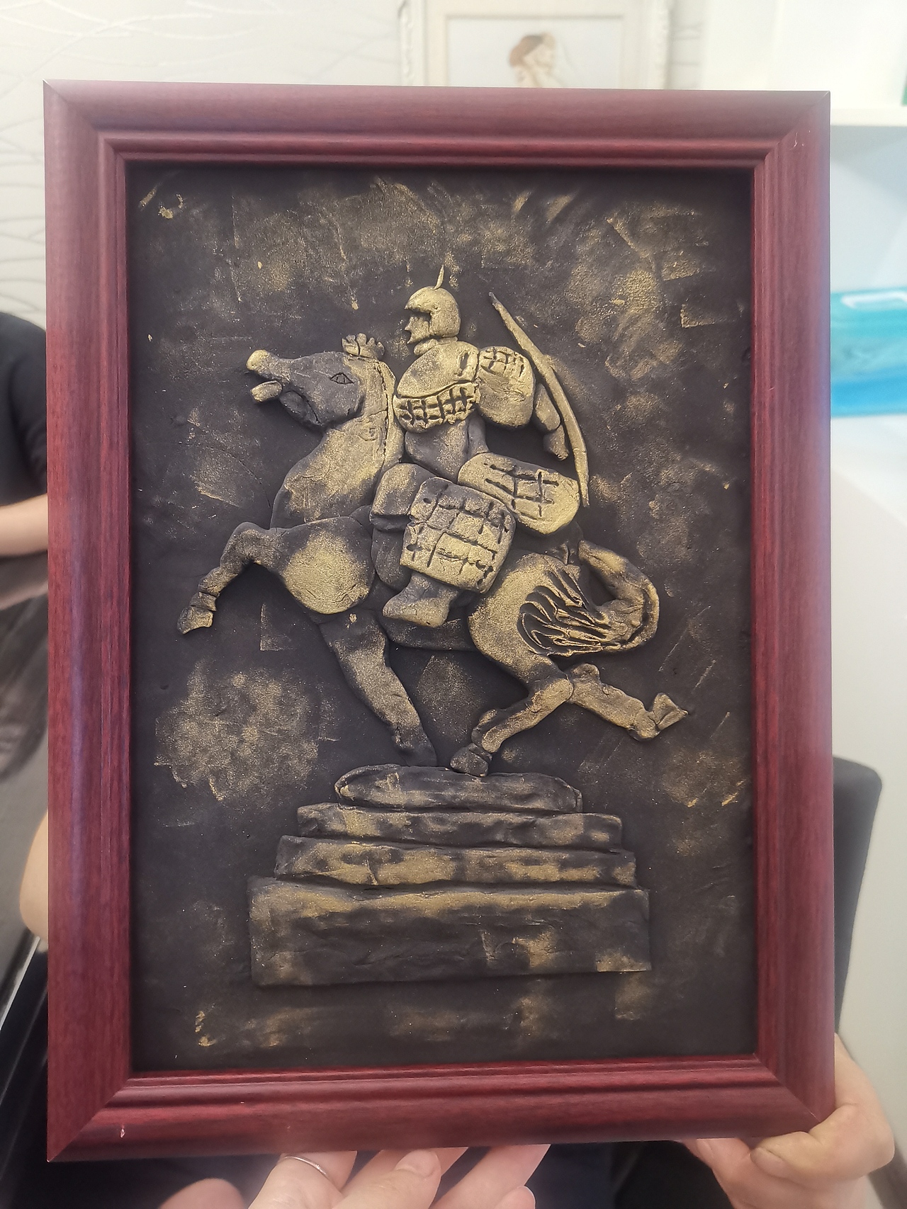 轻质粘土胡服骑射古铜画