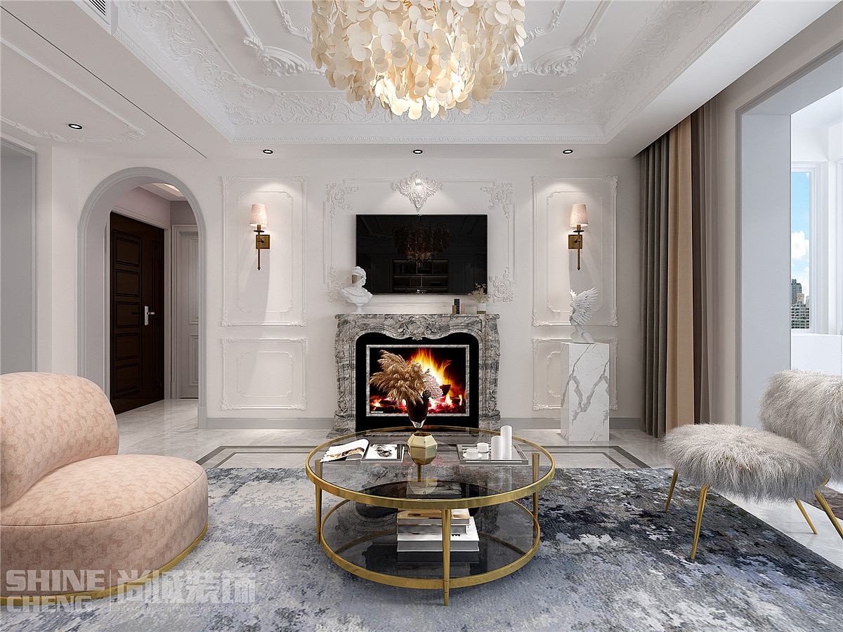 泰安颐和院子小区160m05法式轻奢风格装修设计效果图