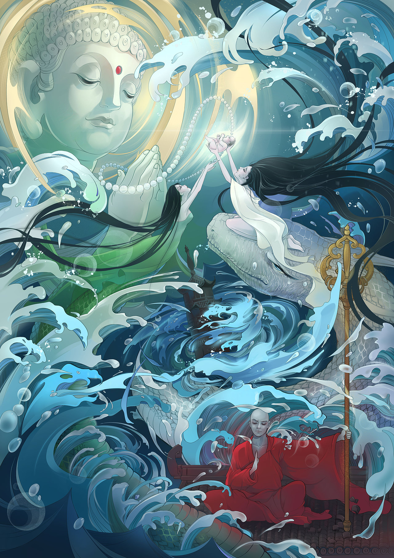 白蛇传-水漫金山（图ZMTgyMzQ3NjI4） - 其他平面 - 站酷设计师逆光橙子原创素材 - 站酷ZCOOL