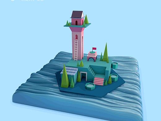 【一周一練】C4D小動效 海上浮島（個(gè)人主頁-ZMjQ3NTMzMTI=） - 場景 - 站酷設(shè)計(jì)師冰棍兒RUI原創(chuàng)素材 - 站酷ZCOOL
