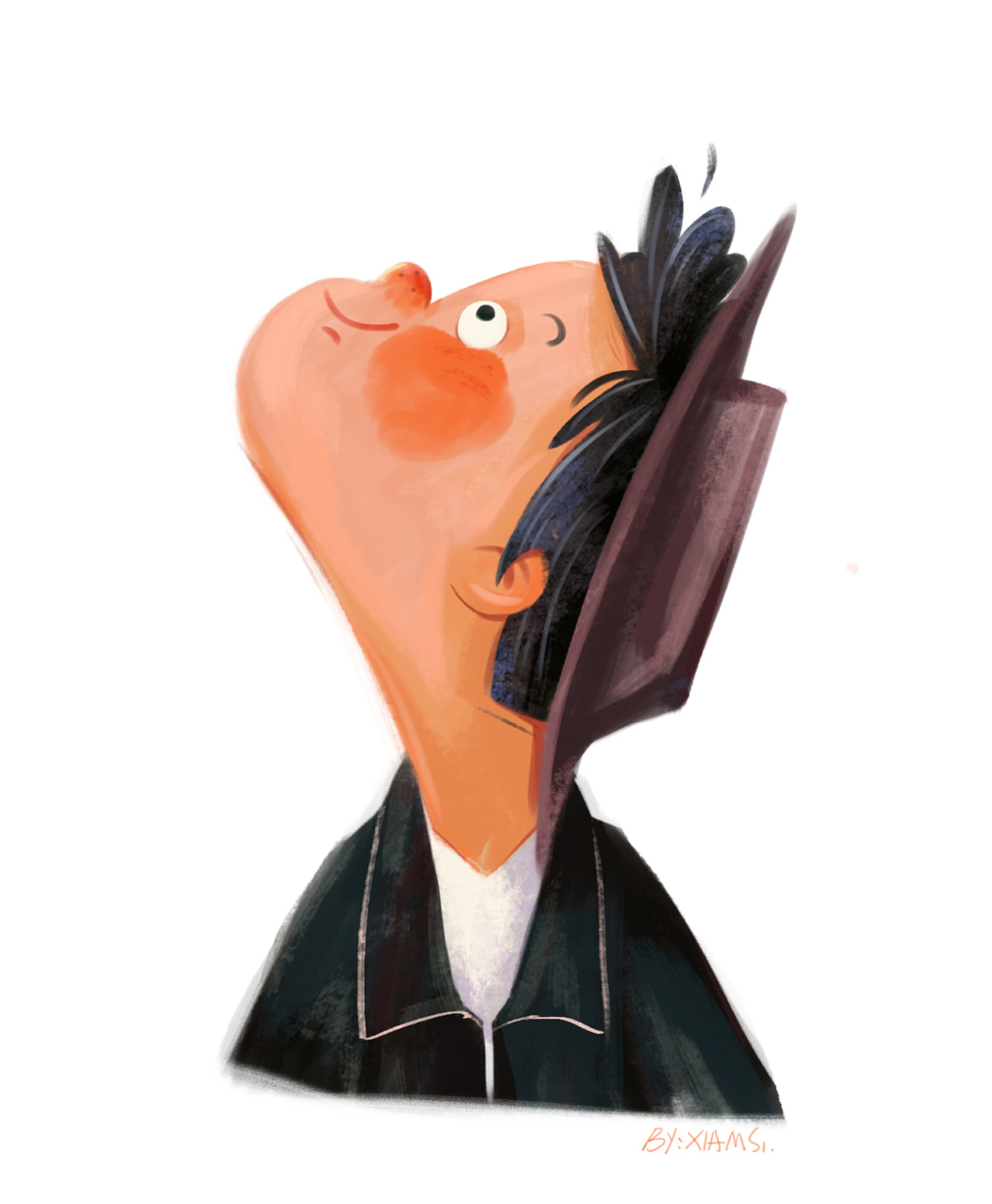 一组人物练习《戴帽子的人》|插画|创作习作|思明er - 原创作品