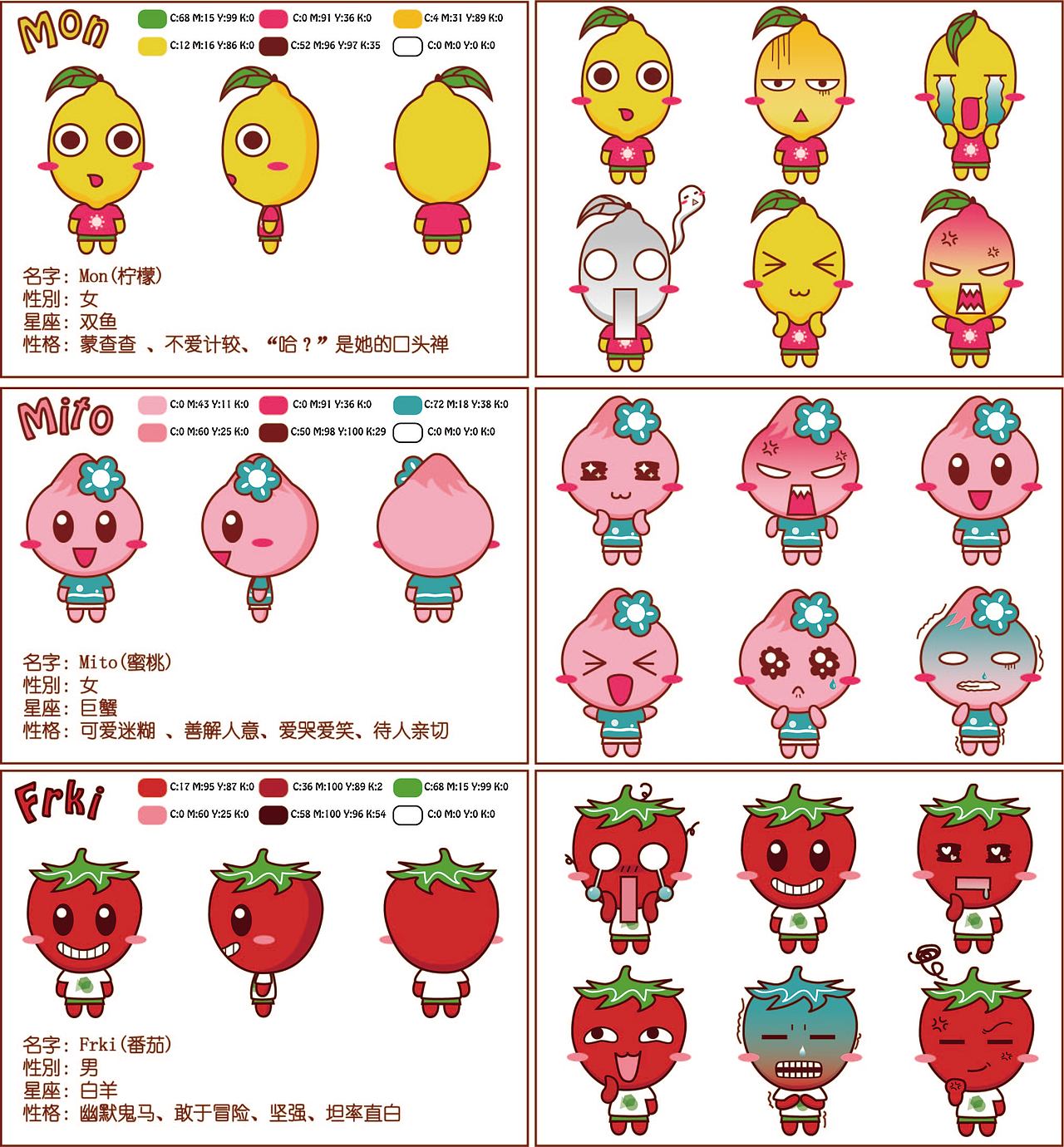2011-2012年设计的水果卡通形象