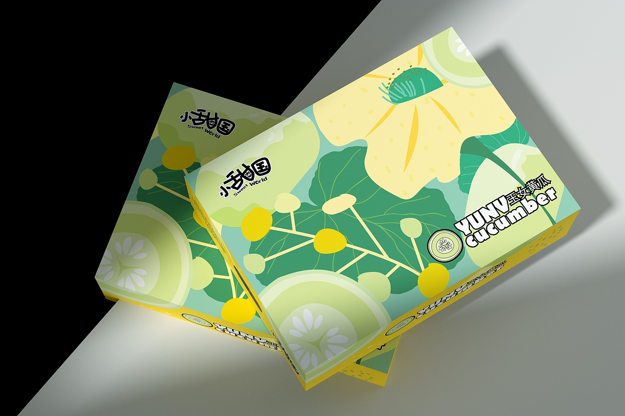 唯美小清新日式玉女黄瓜包装盒,果蔬包装水果通用包装