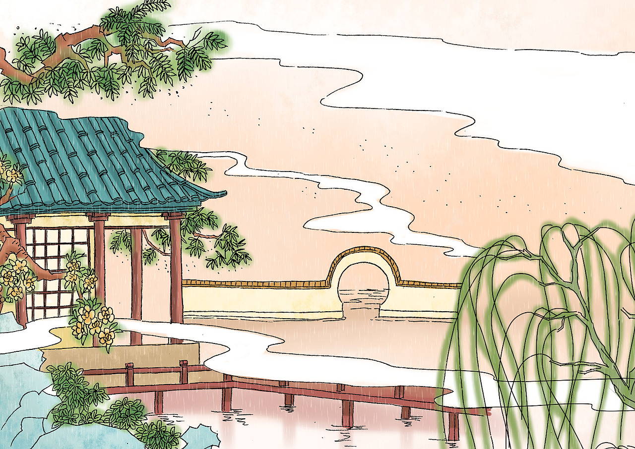 根据早春呈水部十八员外等36首古诗内容绘制的插画佛山/插画师/5年前