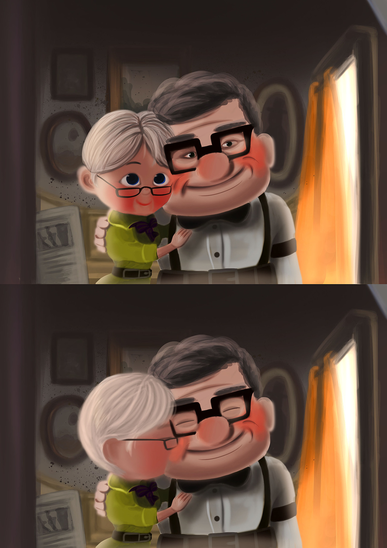 飞屋环游记里的老夫妇|插画|创作习作|飞天雨伞_临摹作品-站酷zcool