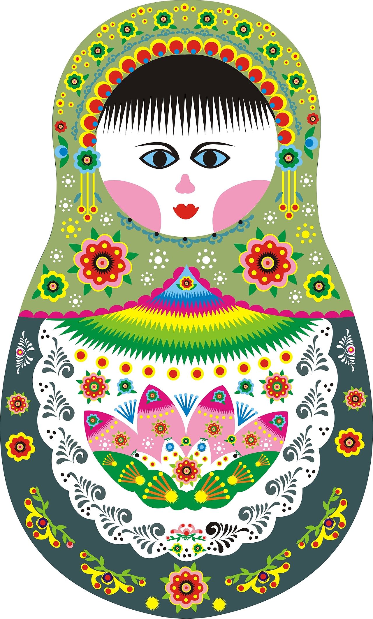 库淑兰剪纸风格之俄罗斯套娃