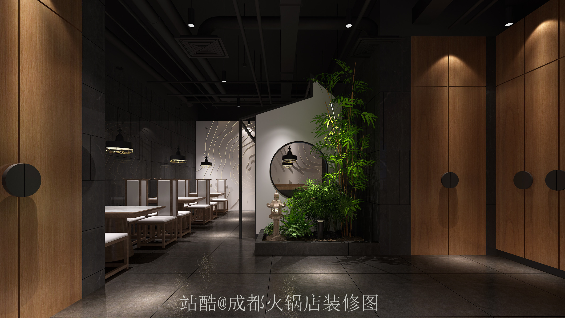 成都火锅店装修实景图_现代和中式的完美结合