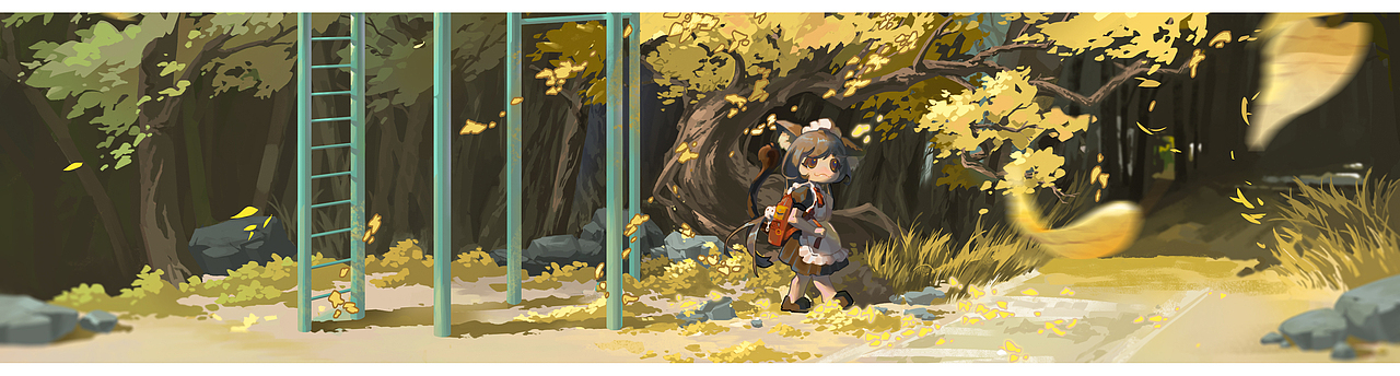 猫猫&金黄树（图ZMzM1MjQxMDk2） - 艺术插画 - 站酷设计师阮青山原创素材 - 站酷ZCOOL