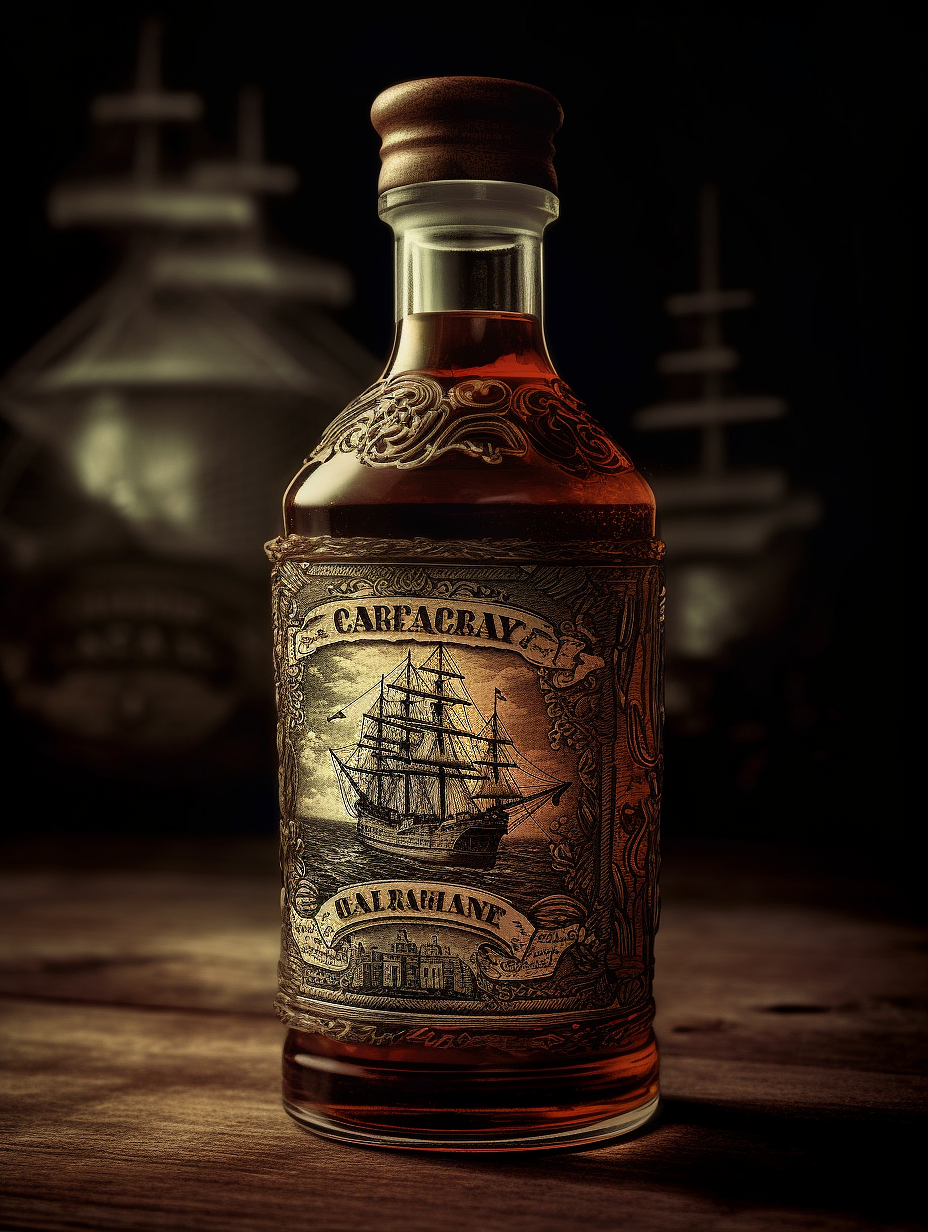 AI灵感-复古插画风洋酒包装