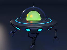 C4D练习作品-飞碟外星人