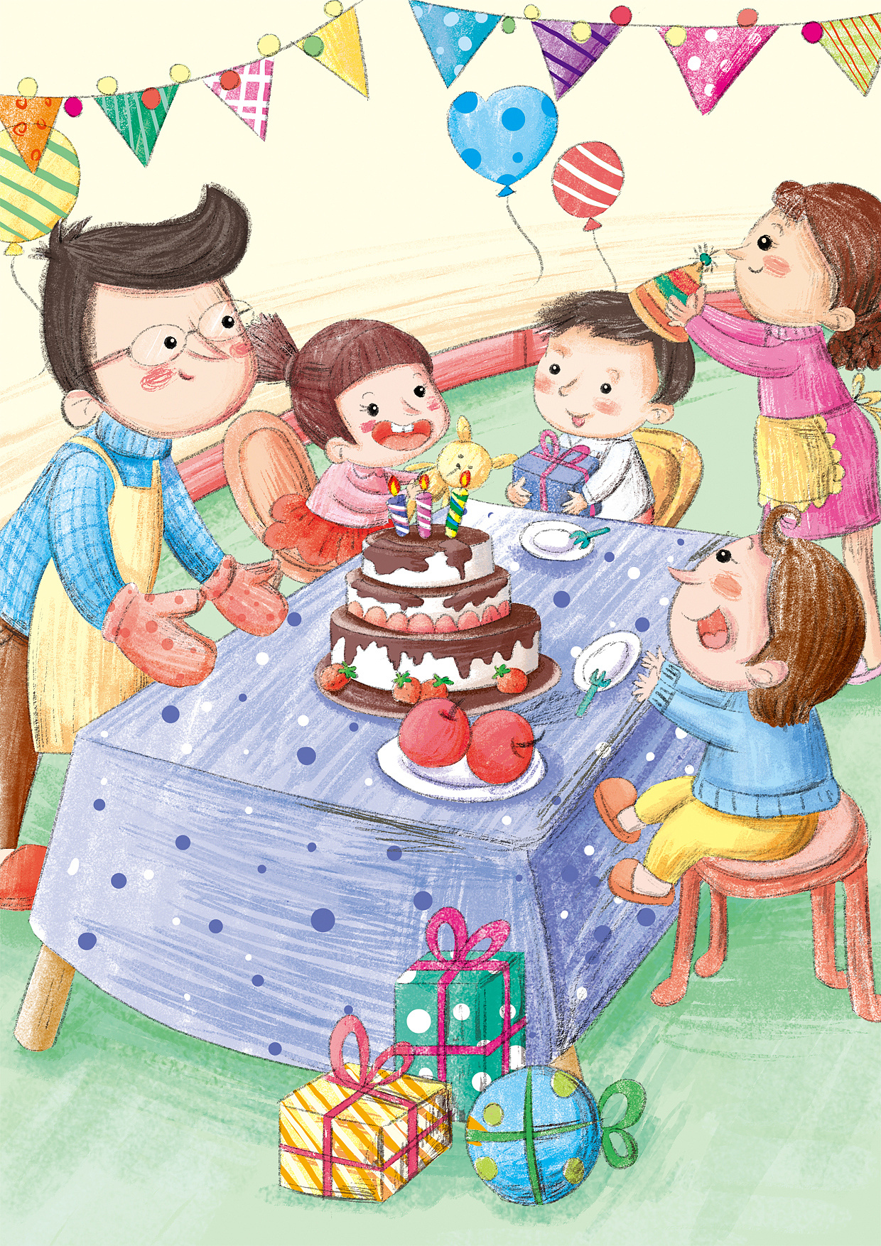 三层生日蛋糕简笔画画法图片步骤💛巧艺网