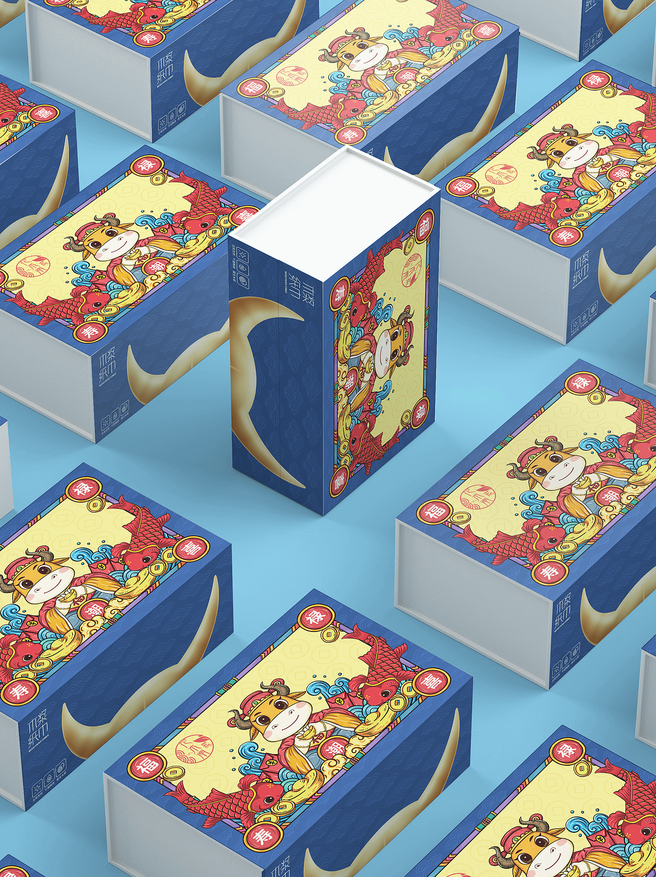 花木南国潮创意抽纸包装设计