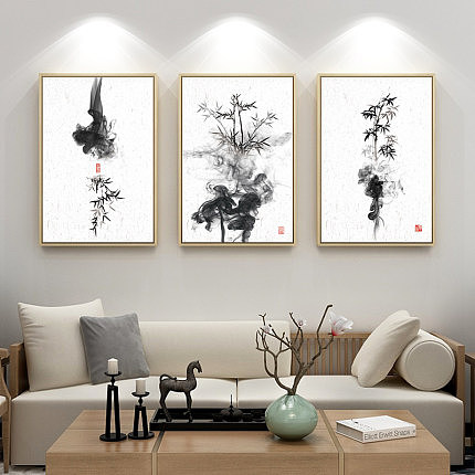 水墨竹子图 新中式禅意作品
