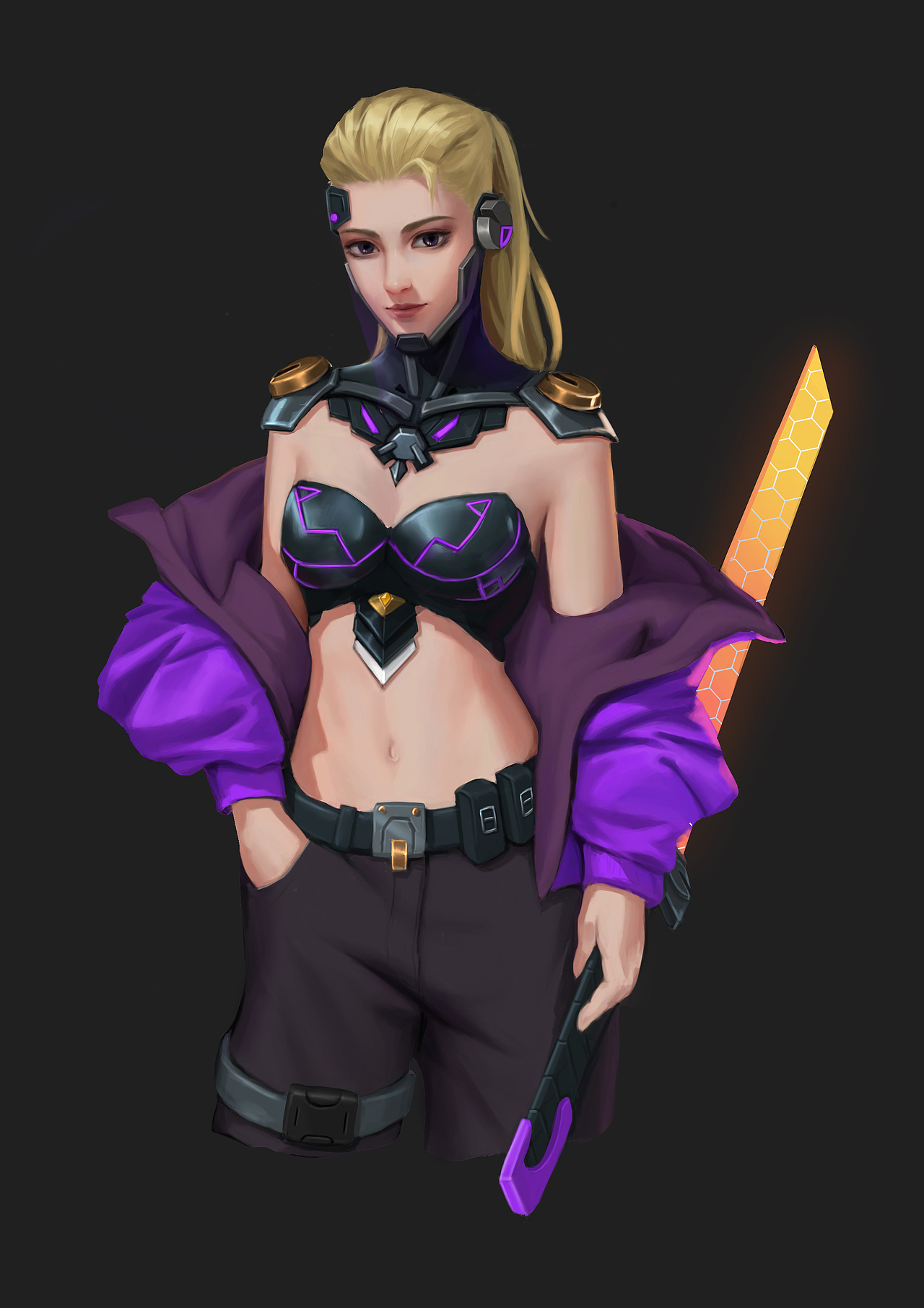 赛博女战士|插画|游戏原画|小虎子9527_原创作品-站酷zcool