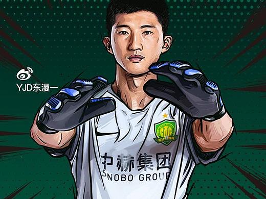 电脑手绘北京国安2019新引进的6位球星插画