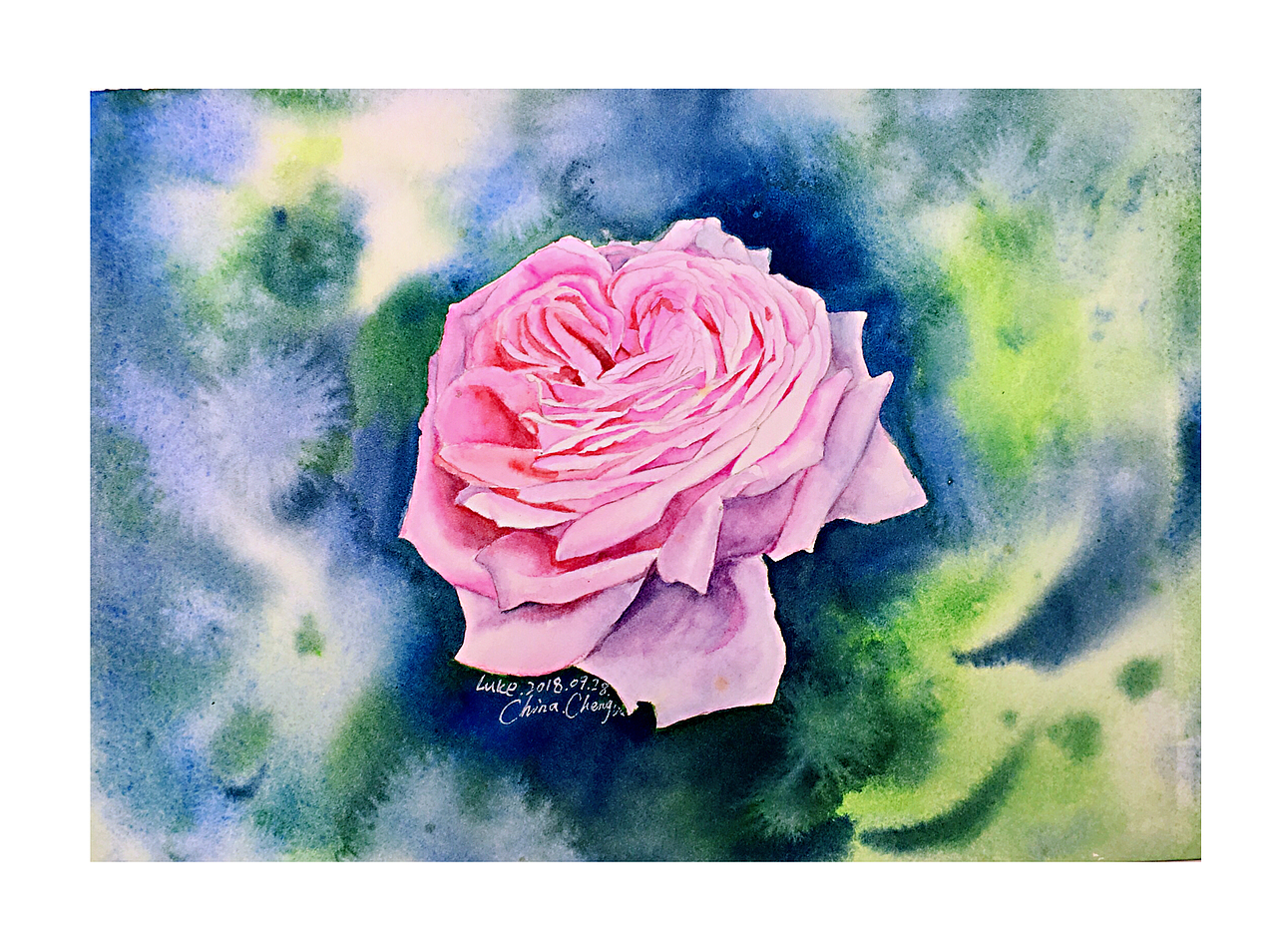 送你一朵小粉红（图ZMTMwMTA1NjA0） - 绘画 - 站酷设计师路加水彩原创素材 - 站酷ZCOOL