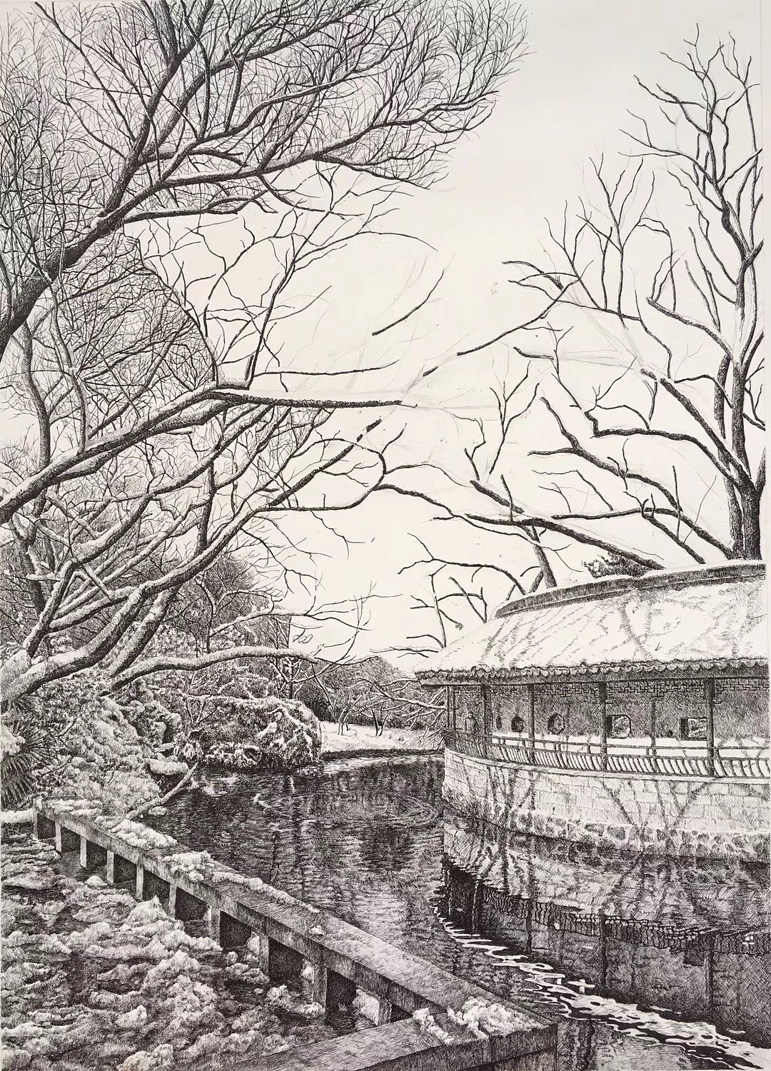 精密写实钢笔画——红梅公园一角（图ZMTk2MDg1ODY0） - 绘画 - 站酷设计师笔尖陌生人原创素材 - 站酷ZCOOL